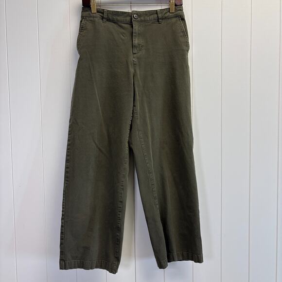 Muji Pants - Muji Womens Classic Hipster Wide Leg Chino Pants Size M Casual Cotton Cropped